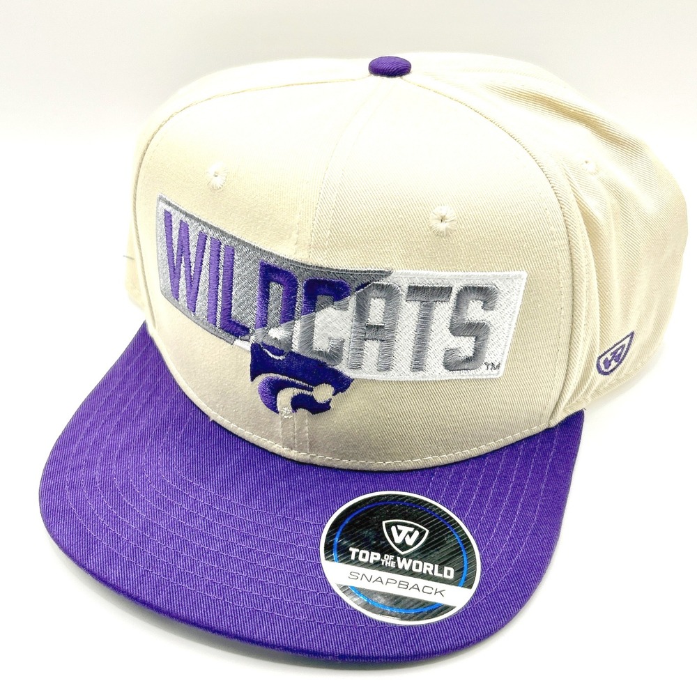 Kansas State Wildcats Top of the World Hat Men OS Tan Purple Snapback Retro Cap